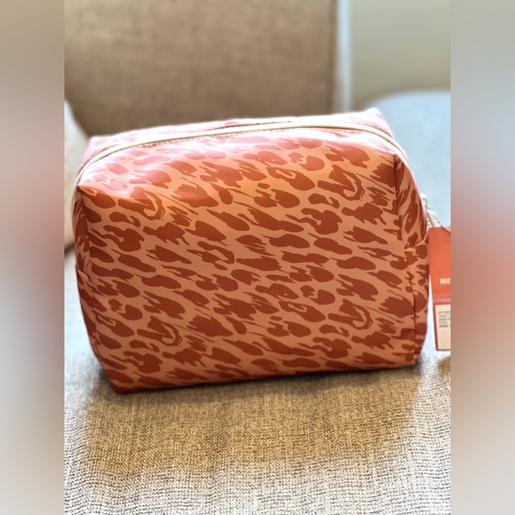 NWT Abstract Orange Cheetah Leopard Animal Print Cosmetic Toiletries Makeup Bag - Picture 3 of 3